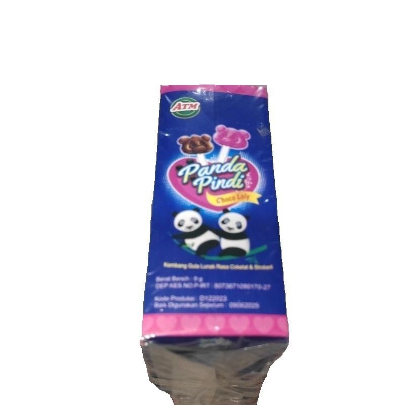 

ATM Lollipop (1Pak isi 12Pcs) Panda Pindi Loly Cokelat Stroberi