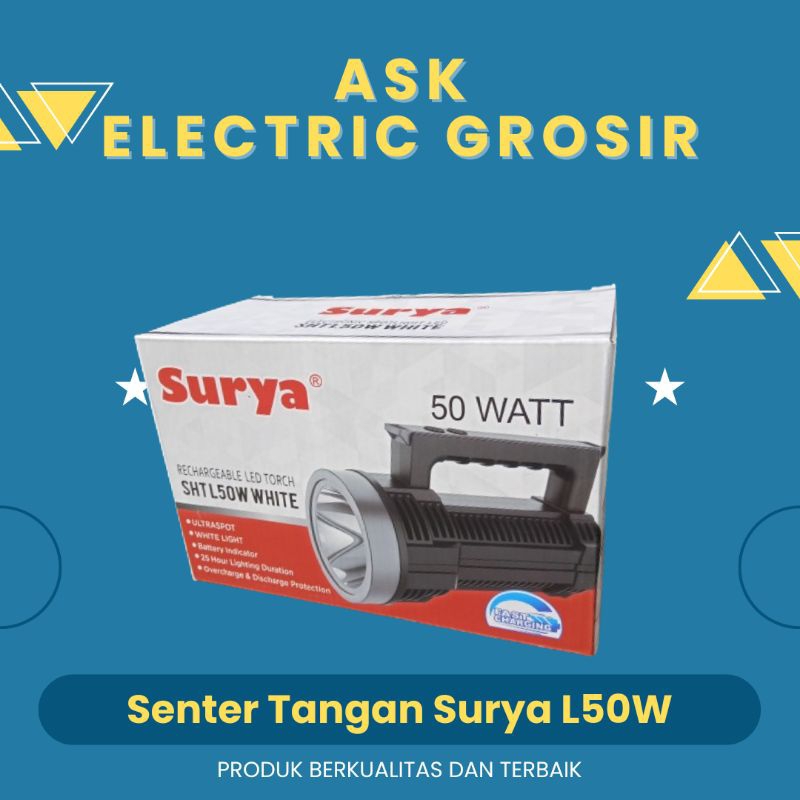 Senter Tangan Surya L50W White Jumbo + Free Charger/Tangan/Senter Tangan Surya/Senter Berkualitas