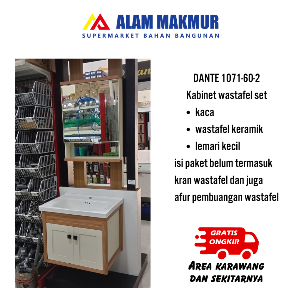 DANTE 1071-60-2 Kabinet wastafel set/kabinet plus kaca