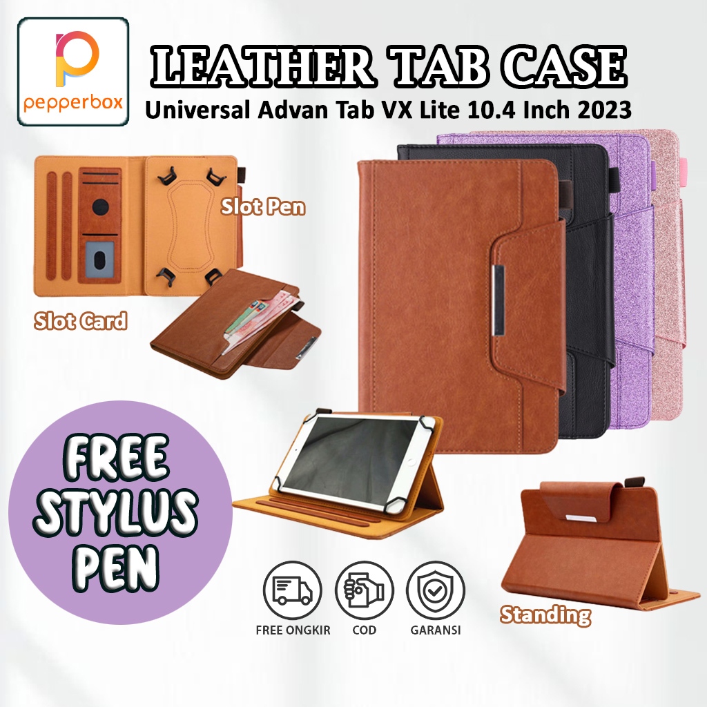 Advan Tab VX Lite 10.4 Inch 2023 Flip Case Bookcover Leather Magnetic Casing Kesing Dompet 9 Inch An