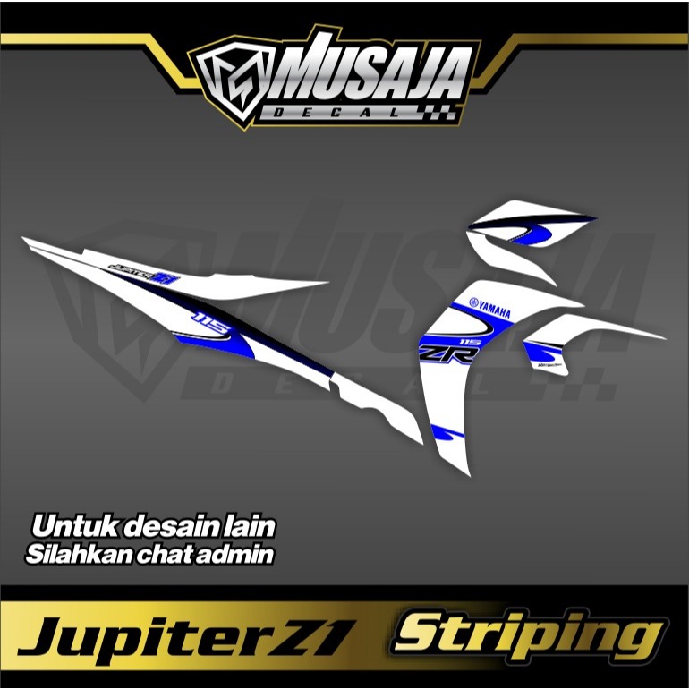 Stiker Striping Jupiter Z1 putih biru Premium Transparan uv glossy superglossy