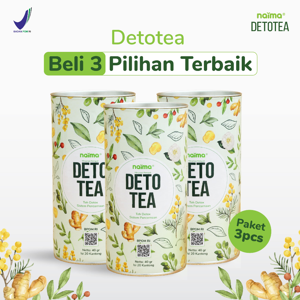 

Naima Detotea Paket 3 Lebih Hemat Teh Detox | Teh Celup Rempah Herbal | 100% Bahan Alami | Ramuan Rempah untuk Pencernaan - Menambah Nafsu Makan