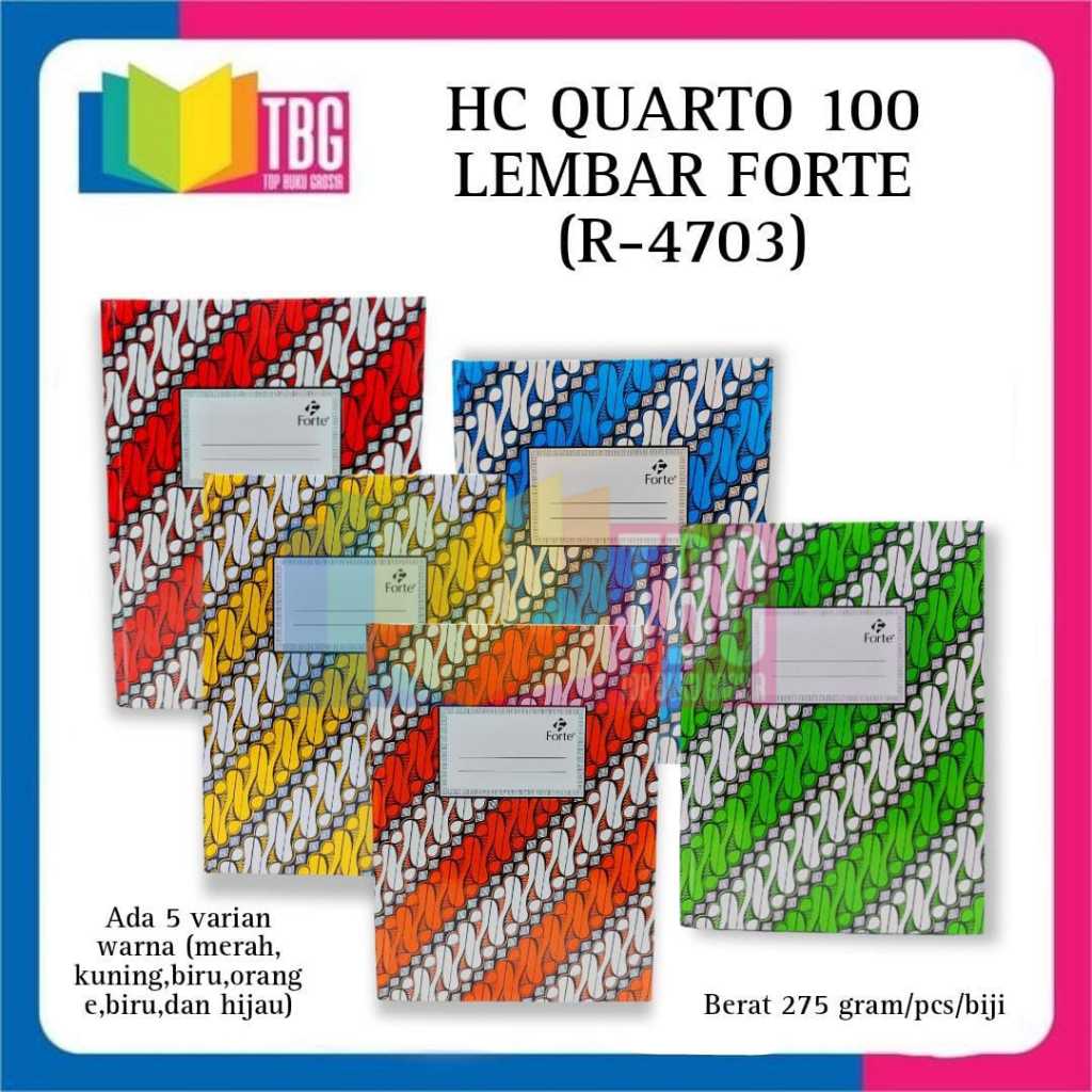 

1 PCS HARD COVER QUARTO 100 LEMBAR FORTE / BUKU PEMBUKUAN / BUKU SAMPUL KERAS (R-4703)