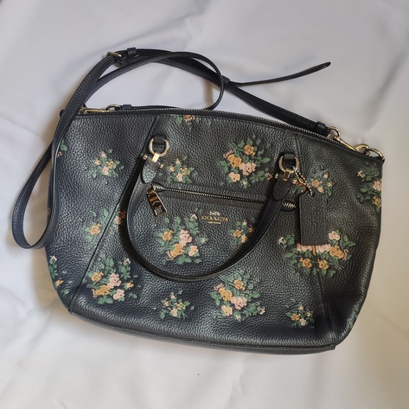 preloved coach prairie satchel with rose bouquet
