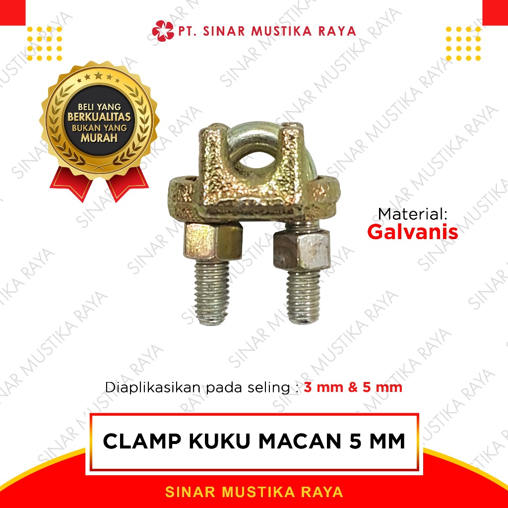 KUKU MACAN Clamp Klem Tali Kawat Baja Kabel Seling Sling 5 MM 3/16"
