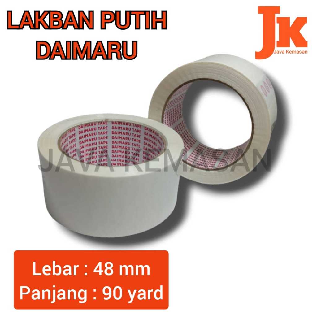 DAIMARU PUTIH 2" INCH ISOLASI LAKBAN SELOTIP WARNA PUTIH 48MM PLASTIK OPP DAIMARU