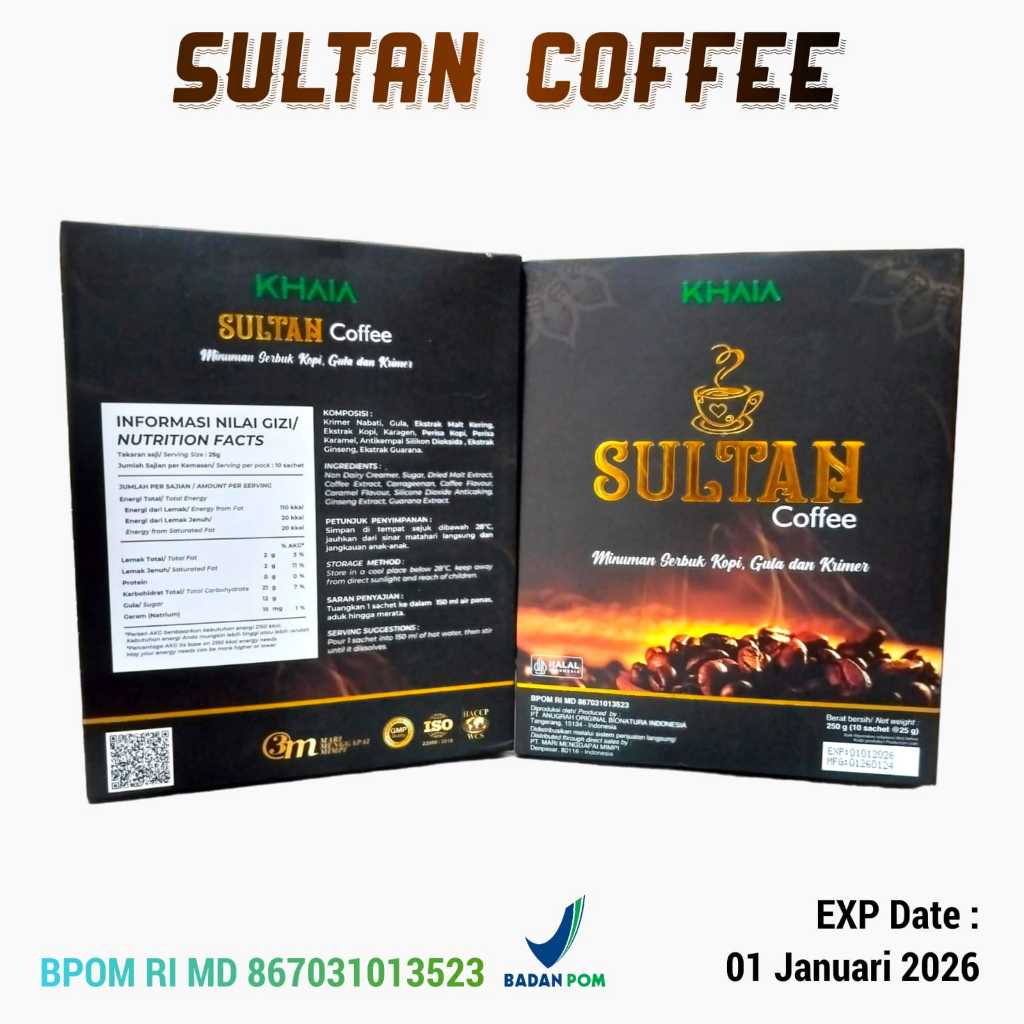 

KOPI SULTAN KHAIA 1 BOX ISI 10 SACHET ORIGINAL KHAIA