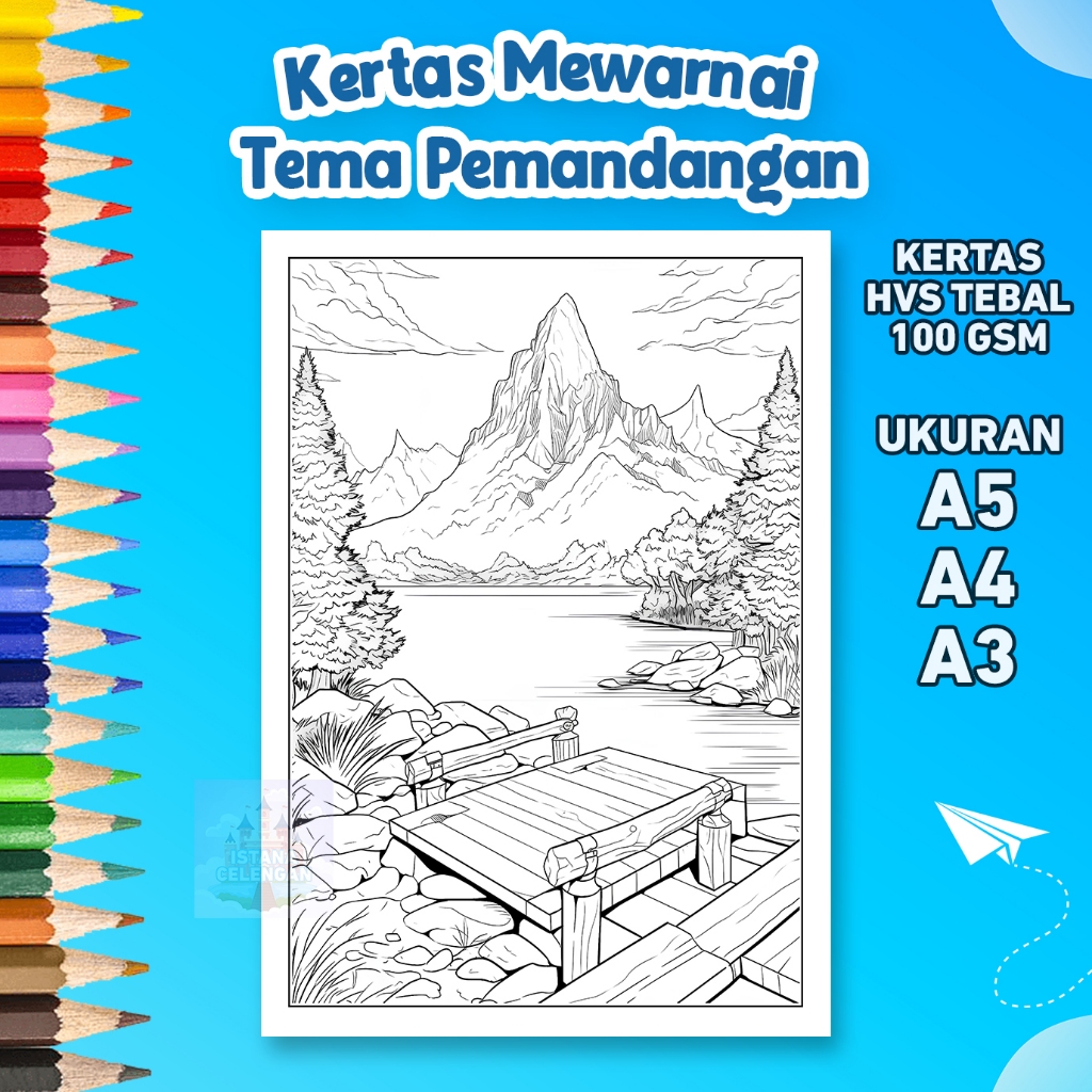 

Kertas Mewarnai Tema Pemandangan Kertas Gambar Kertas Mewarnai Anak PAUD TK SD A5 A4 A3