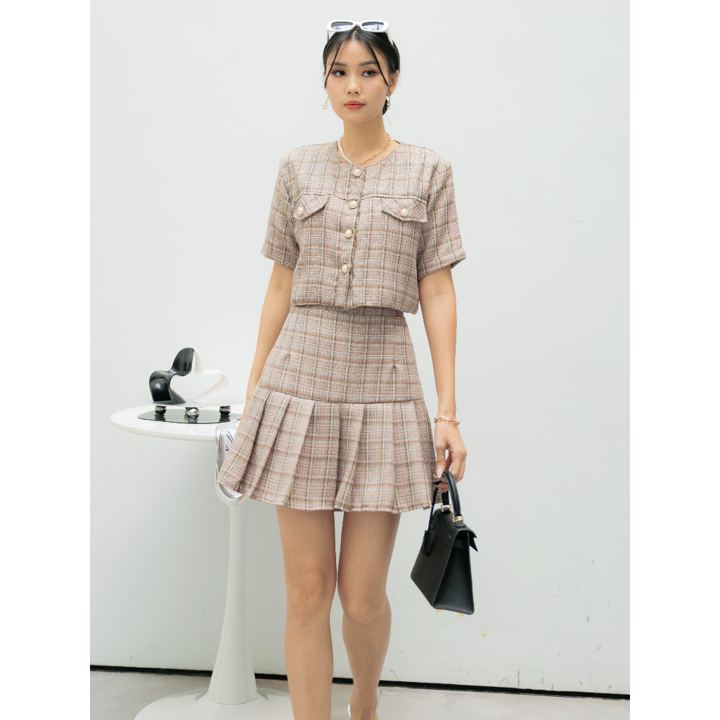 GURLPICK - Tweed One Set - Tweed Top Korean - Tweed Set Korean - One Set Rok