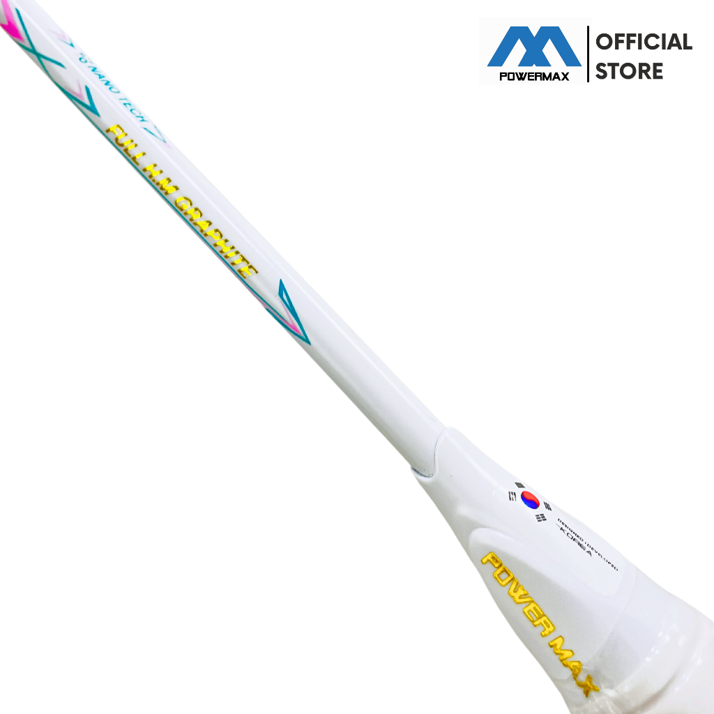 New Deals Powermax Raket Badminton Air Booster 100 Ringan 7U 30 Lbs Frame Bulutangkis Wanita Full