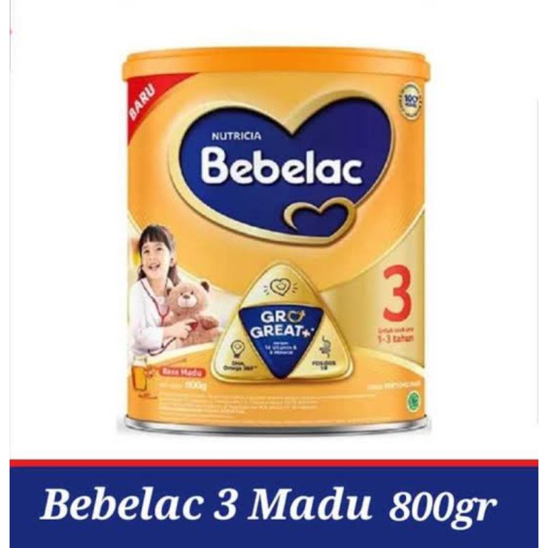 susu bebelac kaleng 800gr vanila/madu