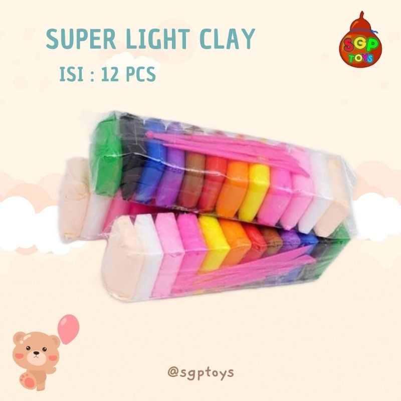 SUPER LIGHT CLAY / MAINAN CLAY VIRAL ISI 12 PCS / CLAY POLYMER