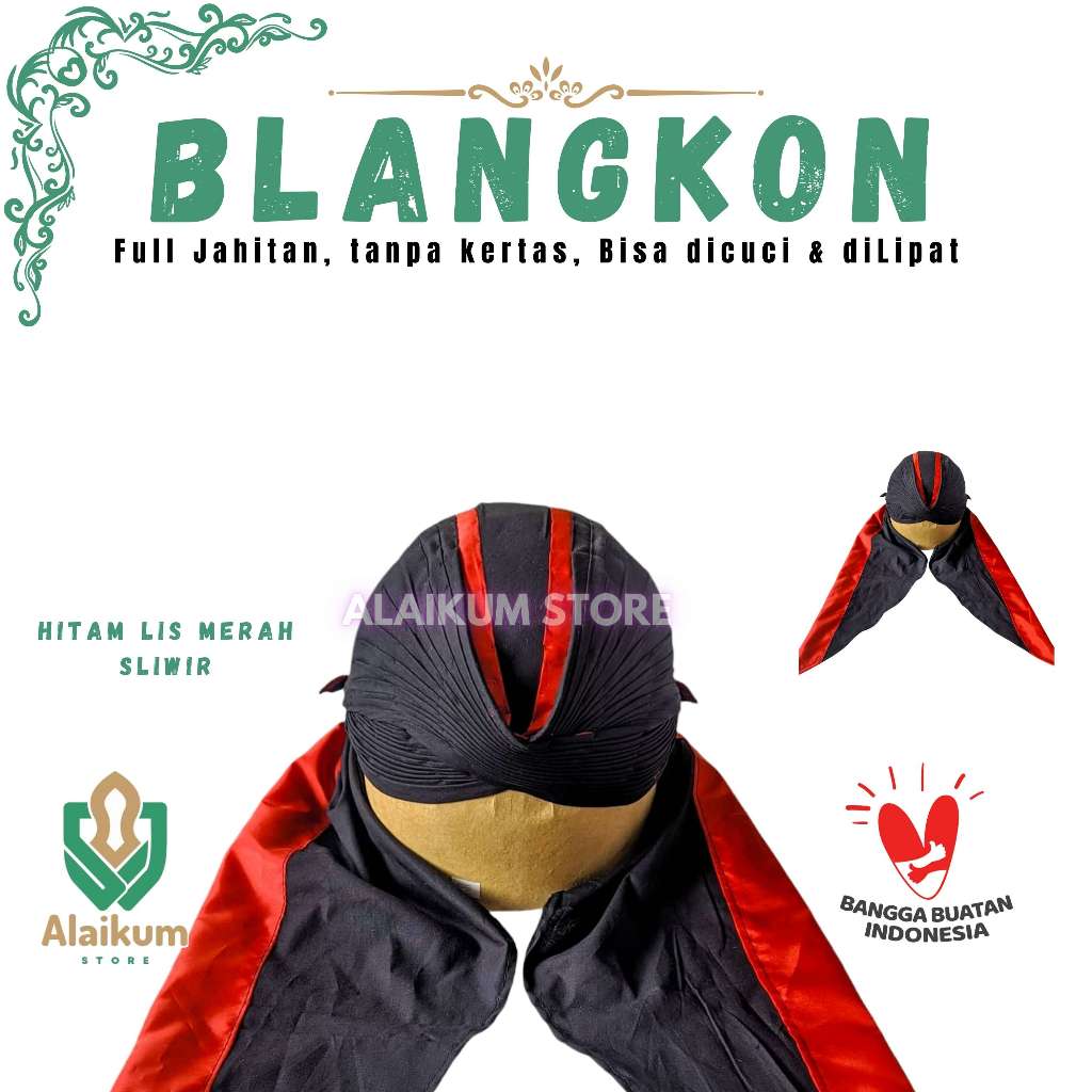 BLANGKON ALUSAN MOTIF HITAM LIS MERAH | BLANGKON ALUSAN DI JAHITAN |  BLANGKON JOGJA |  BLANGKON TAH