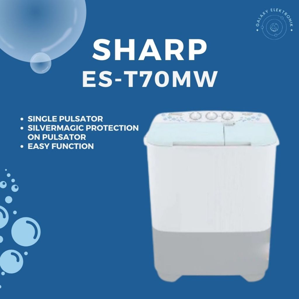 SHARP Mesin Cuci 2 Tabung - ES-T70MW || Galaxy Elektronik