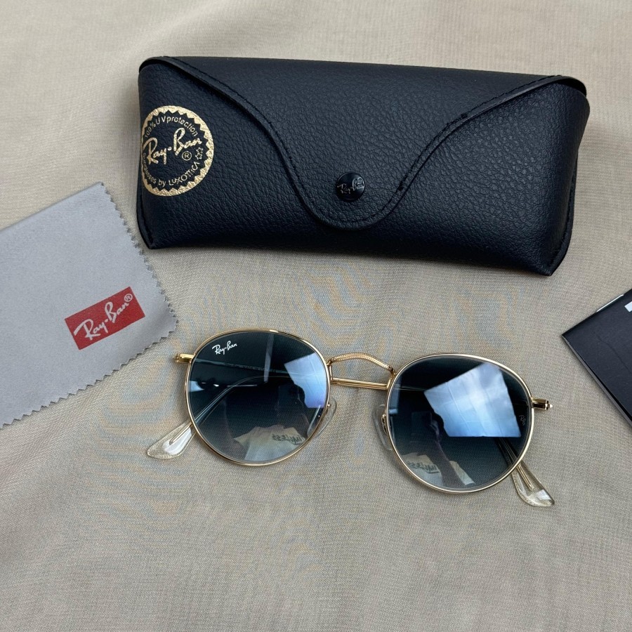 Kacamata Rayban Round 3447 Gold Gradasi Second Original