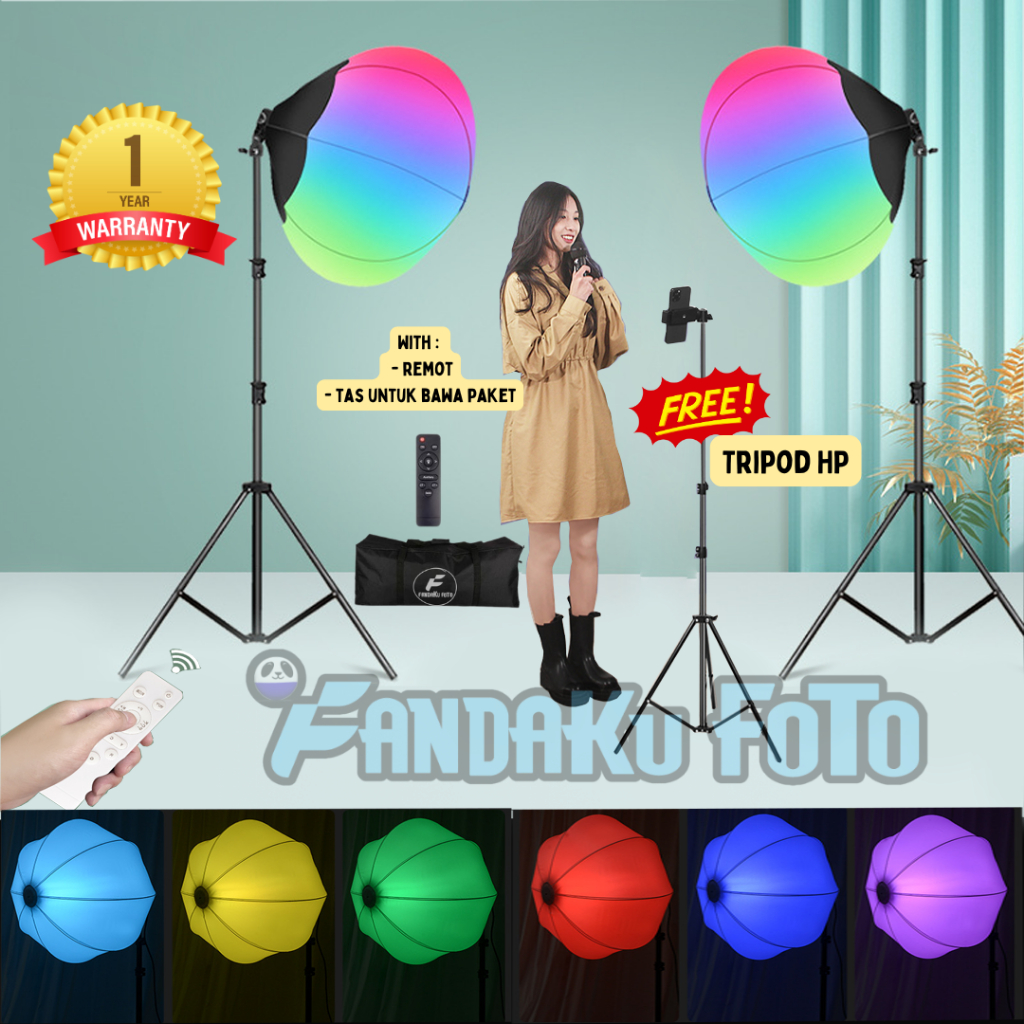 FDk Profesional Multicolor Lantern Softbox with Lampu Video Light LED