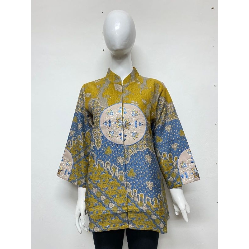 Blouse Batik doby Kombinasi Bordir - full trikot  gradasi