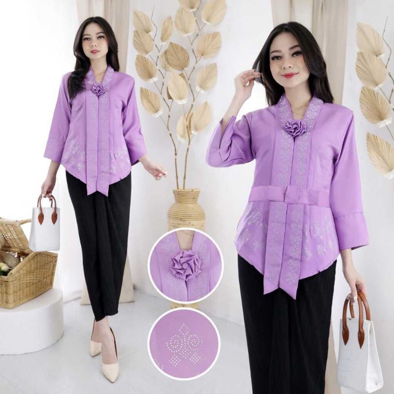atasan kebaya encim tangan opneser variasi warna lilac