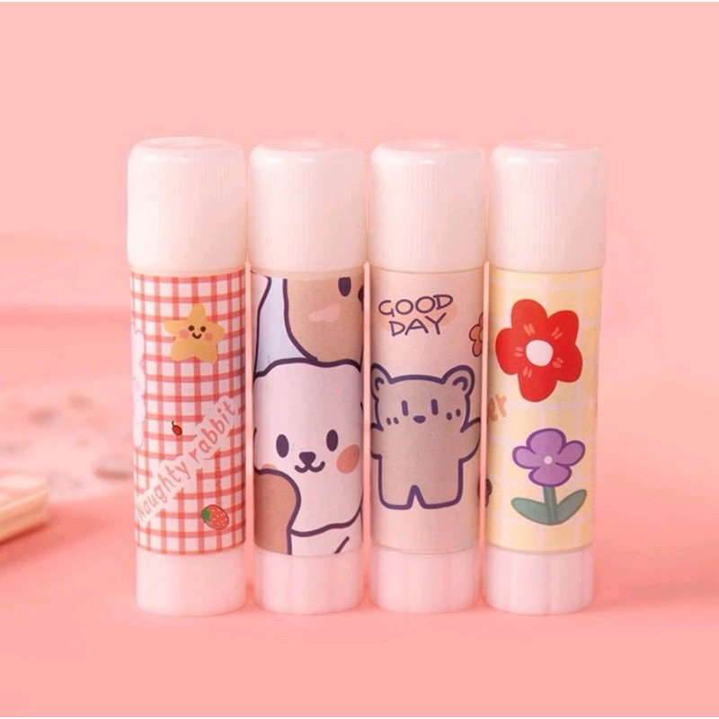 

My Stationery Lem Stik Batang Putar Sekolah Kantor Motif Korea Lucu Lem Perekat Kertas Padat Glue Stick