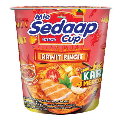 

Sedaap Mi Instan Cup Rawit Bingit Kari Mercon 79 gr