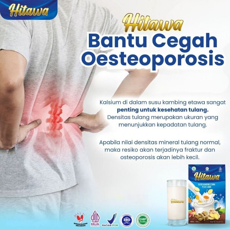 

HITAWA Susu etawa plus jahe merah dan herbal insyaallah cegah osteoporosis