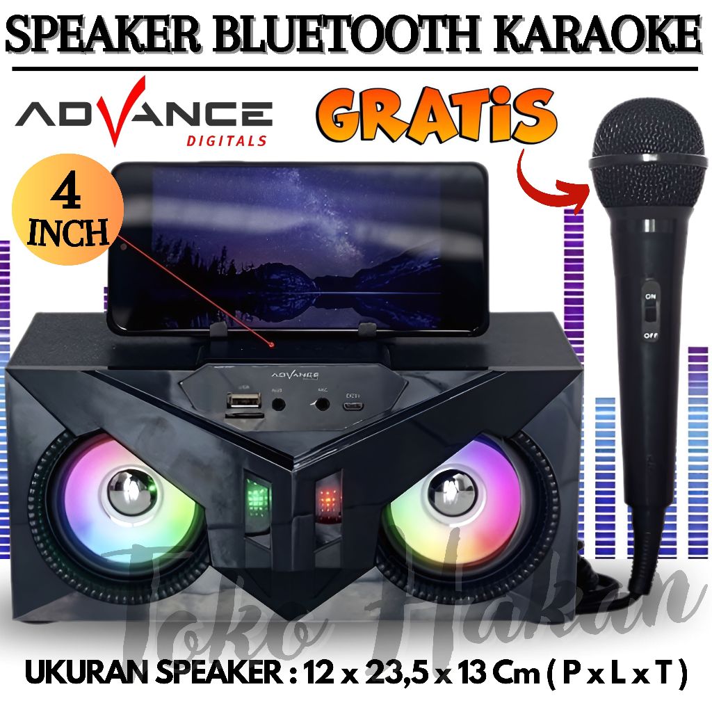 Speaker Bluetooth Advance S-53 / Speaker 4 Inch Bonus Mic Kabel + Remote + Kabel Charger - Speaker K