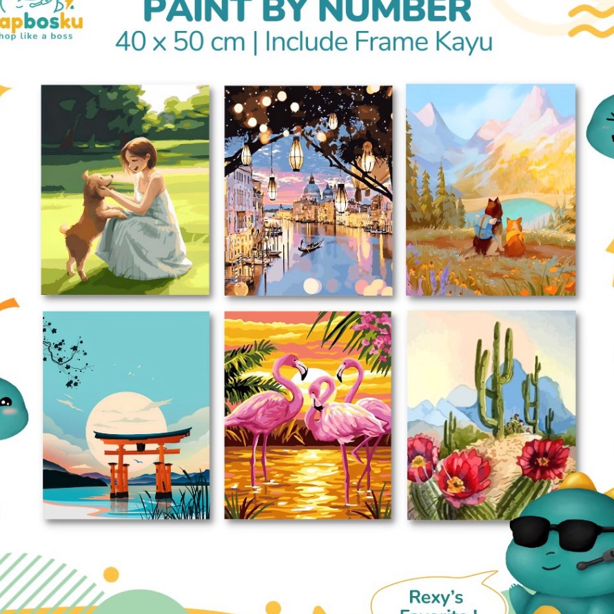 

LIMITLESS PAINT BY NUMBER 4x5 CM AESTHETIC LANDSCAPE KANVAS PAINTING KIT WITH FRAME SIAP LUKIS