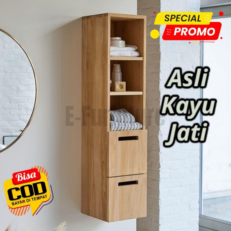 TERMURAH Kabinet Dinding / Rak Tempel / Lemari Dinding / Rak Gantung / Lemari Pakaian Kayu Jati Mini