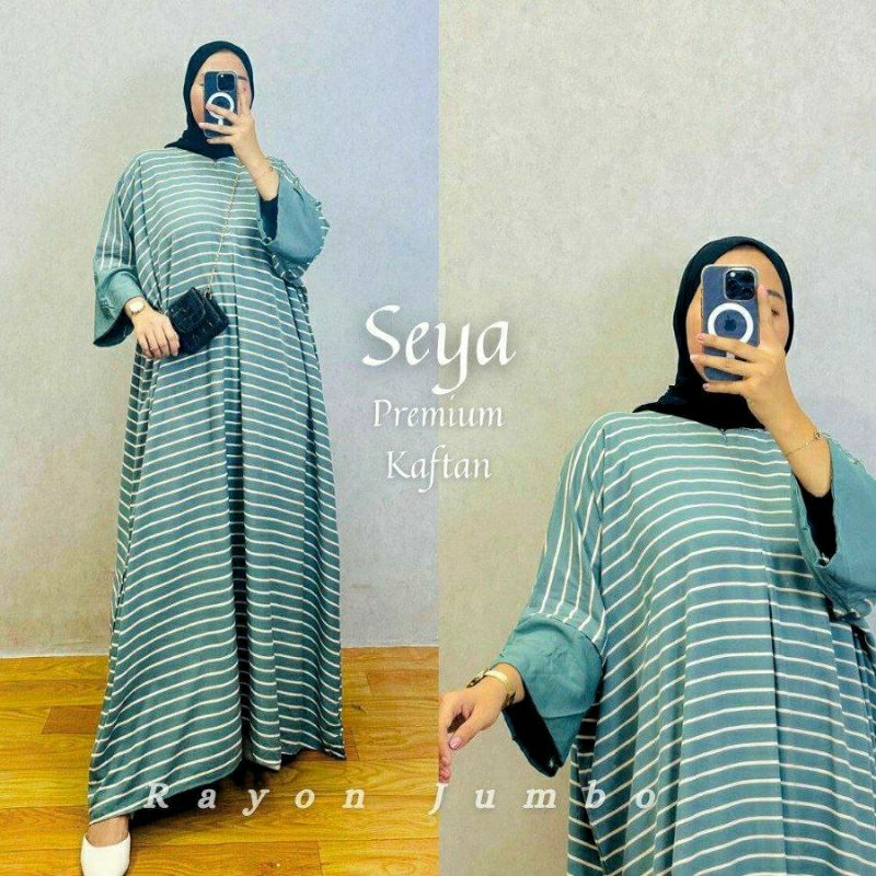 Kaftan Seya Rayon Premium Rayon Jumbo Daster Kaftan Size Jumbo Busui Lengan Panjang Kaftan Simple El