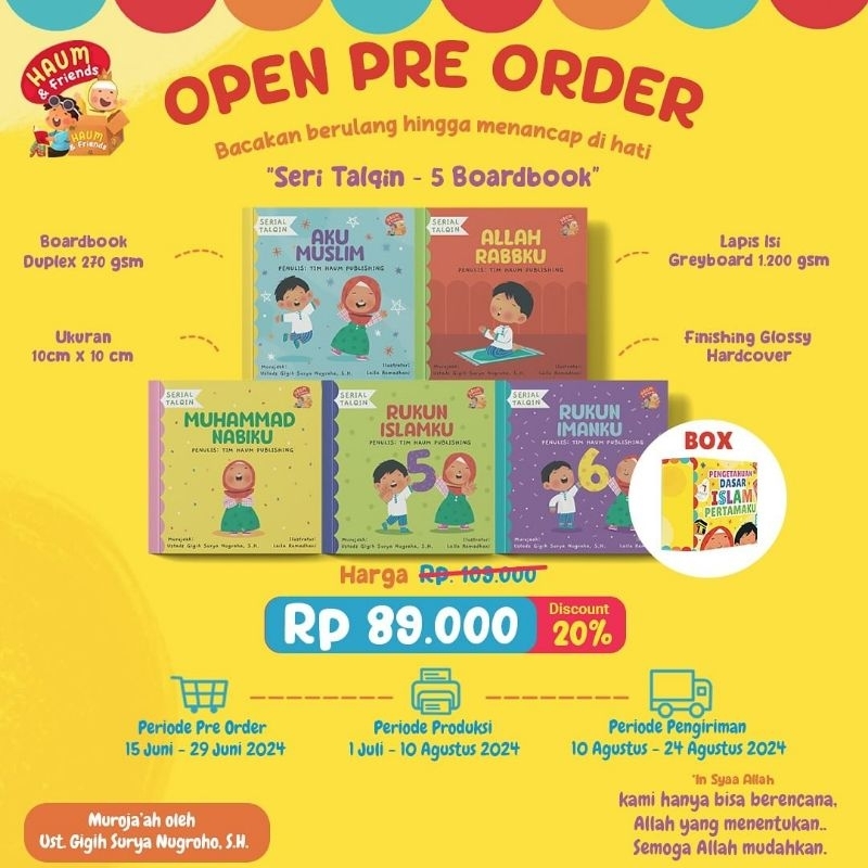Buku Cerita Islami - "Pengetahuan Dasar Islam Pertamaku" - Boardbook - Haum and Friends