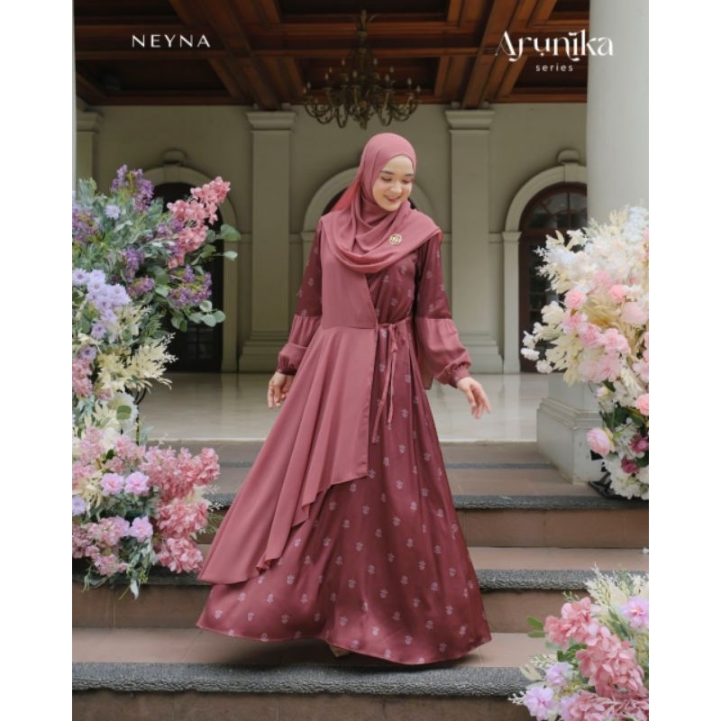 Dress Putih Maroon Gamis Pesta Sarimbit Arunika by Neyna Original