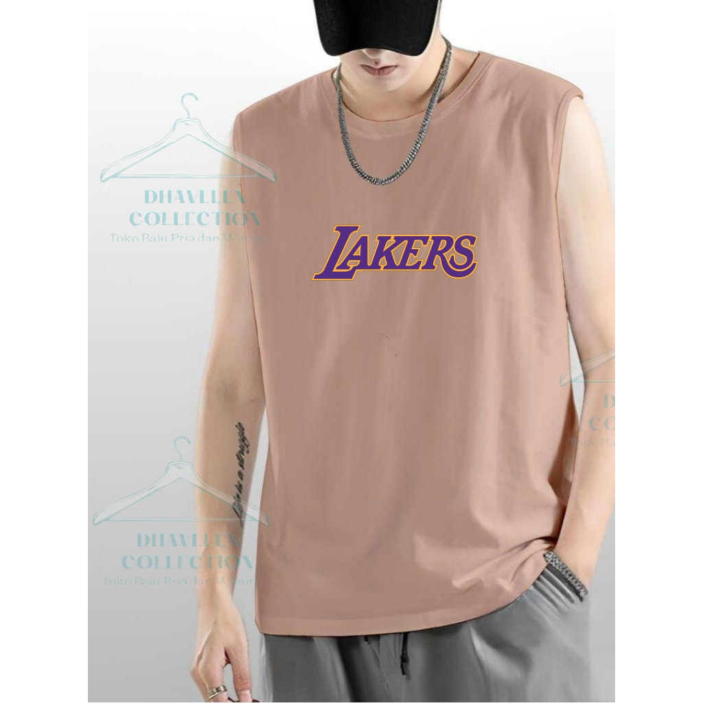 Bisa Cod / Baju Kaos Singlet Santai Pria Dewasa Lakers / Baju Tanpa Lengan Pria Trendy / Baju Single