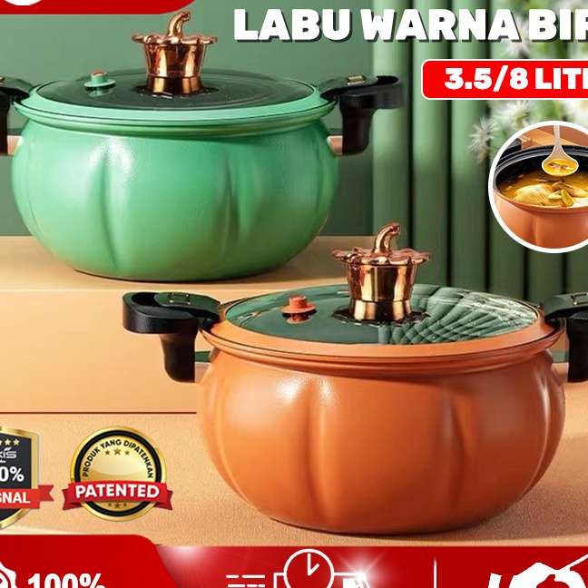 HJ6 Panci Presto Labu 8 Liter Premium Quality Wajan Panci Presto Coating Batu