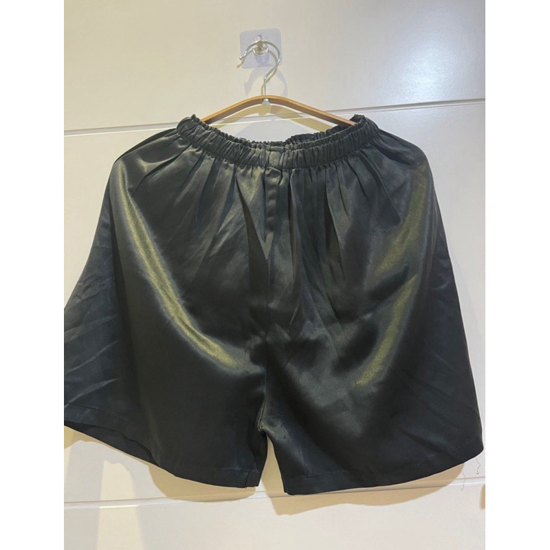 cust order 0852 black satin shorts