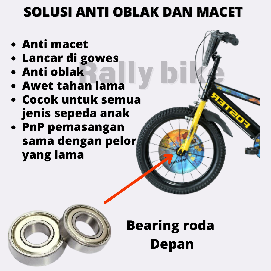 bearing laher sepeda anak untuk roda depan sebagai pengganti pelor