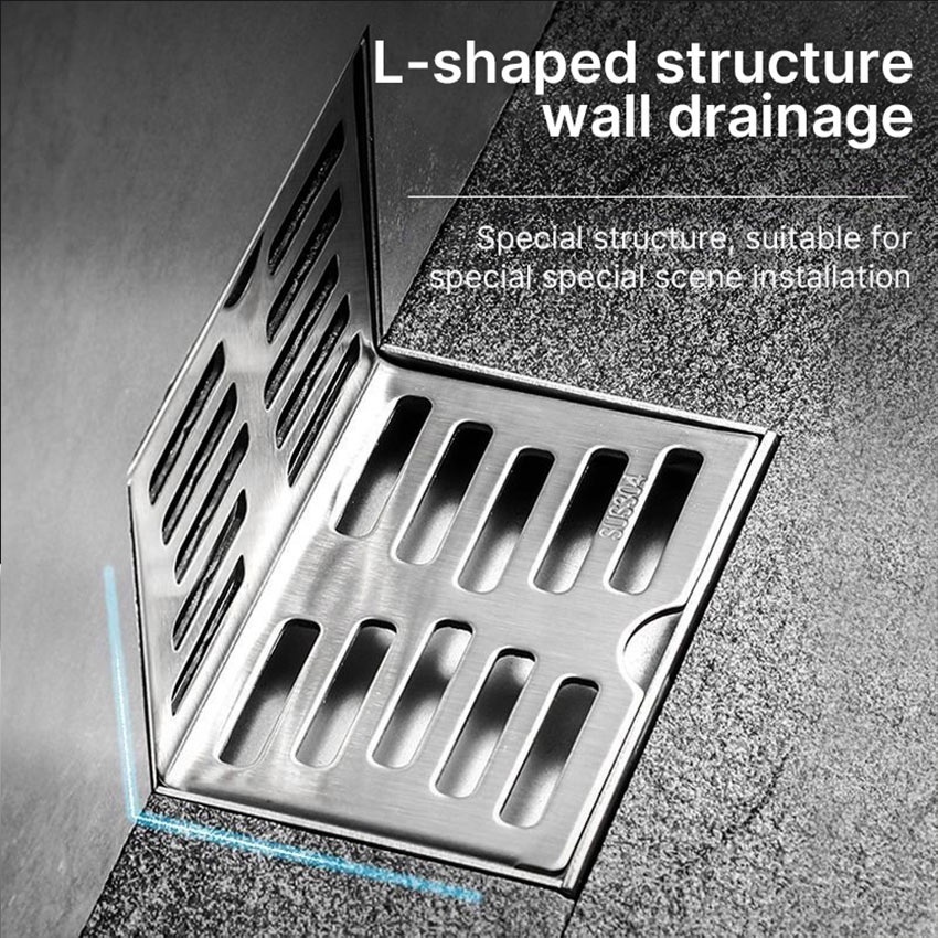 3.5Inch Saringan Got SUS 304 Siku Floor Drain Saringan Dinding Sudut Floor Drain Wall Corner