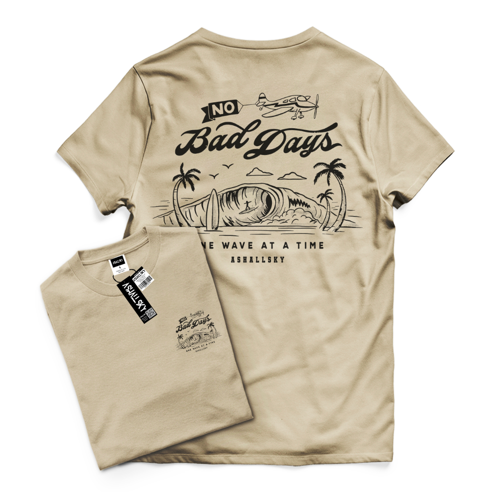 Kaos Distro Pria & Wanita Motif Bad Days Warna Cream Premium