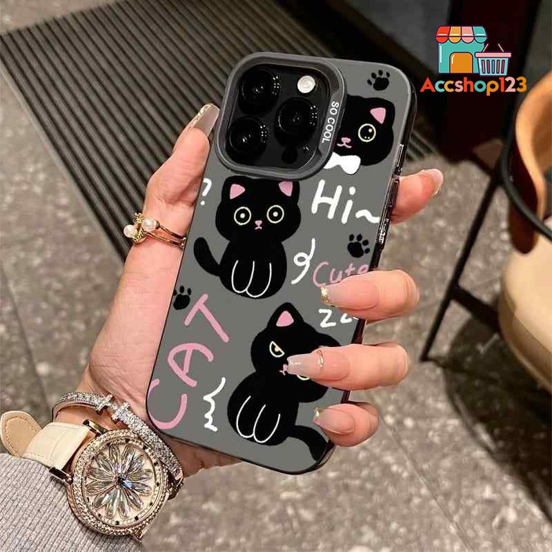 SS899 PREMIUM MATTE CAT BLACK CUTE UNTUK IPHONE 7 7+ 8 8+ X XS XR 11 12 13 14 15 16 17 PROMAX AS4400
