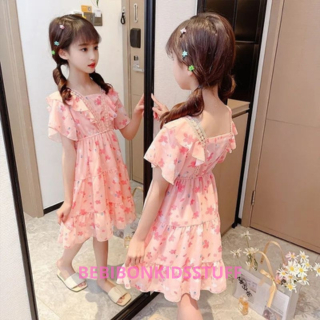 GEMULAI DRESS ANAK IMPORT DRESS PANTAI DRESS BUNGA BAJU ANAK PEREMPUAN USIA 3-10TAHUN baju anak pere