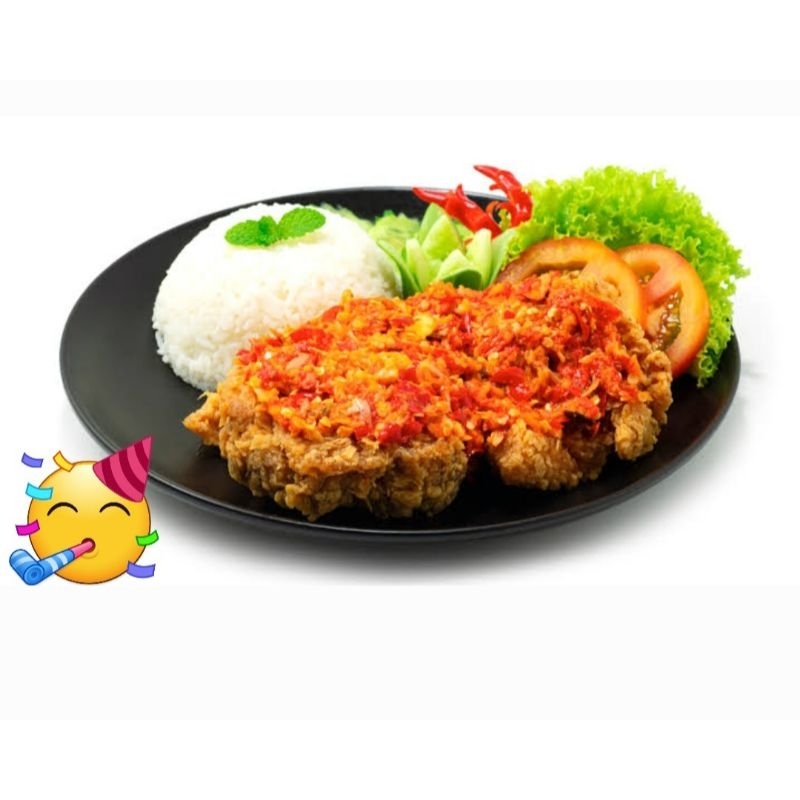 

nasi ayam geprek sambel bawang