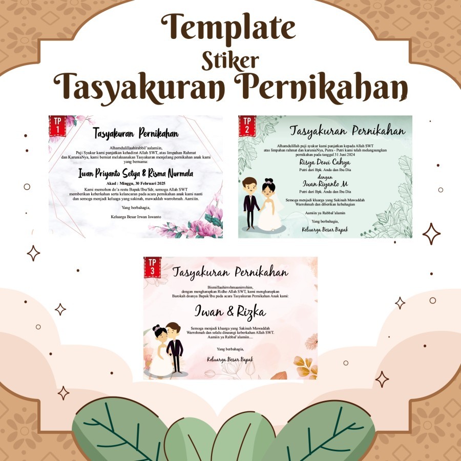

Custom Stiker Chromo Untuk Tasyakuran Pernikahan Syukuran Wedding (Print + Cutting) / Stiker Untuk Gift Hajatan Pernikahan / Ulang Tahun / Khitan Anak ( Ready Template)