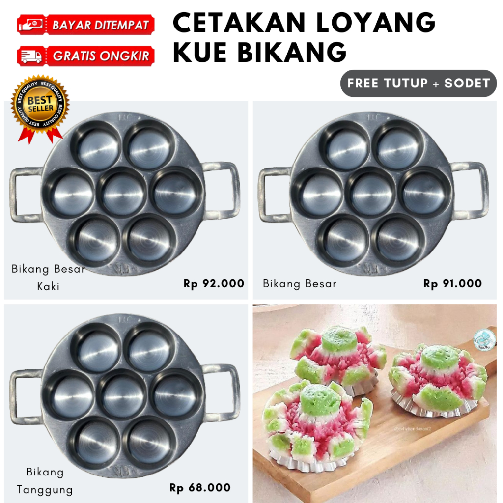 TEBAL 1SET Cetakan Kue Bikang Mawar Loyng Bikang Martabak Mini Cetakan Bikang Bulat