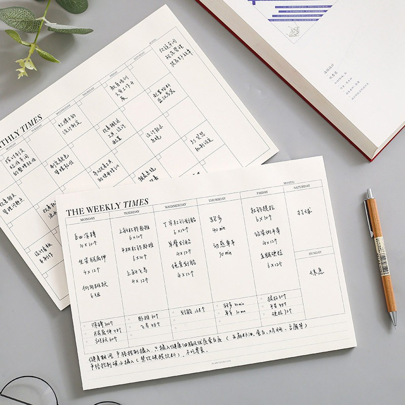 

H7Y The Times Weekly & Monthly Planner Memopad / Desk Notepad / Life Journal / Isi 48 Pages