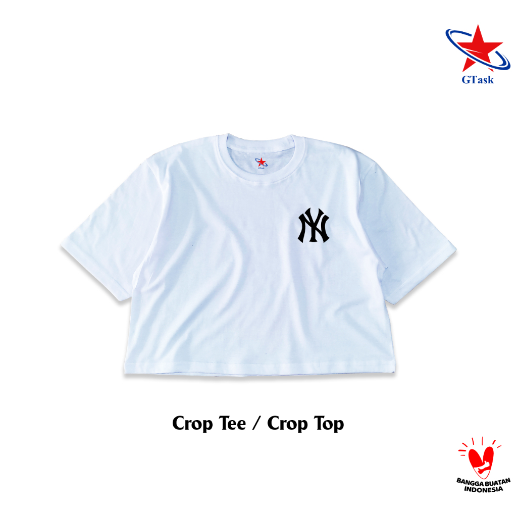 Kaos Crop Top Logo Sport NY Over Size | Baju Crop Tee OverSized Kroptop Hijab Dewasa Korean Style Te