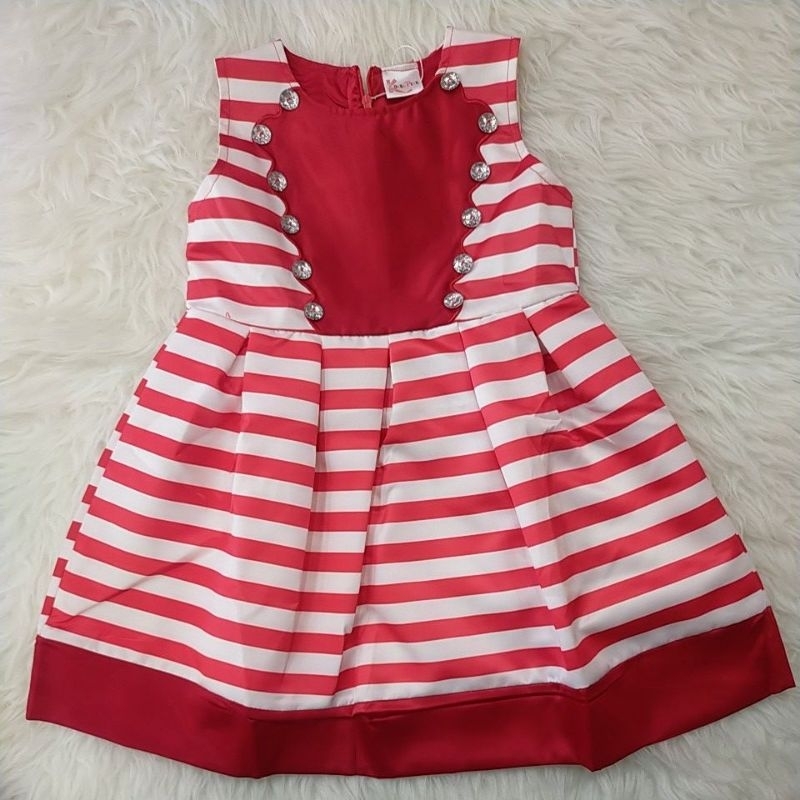 dress salur merah putih anak