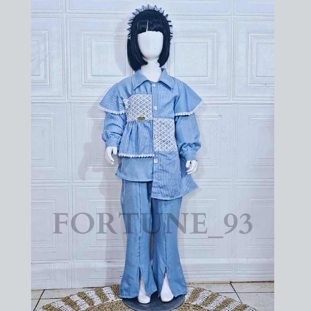 Stelan anak perempuan import korean style mix brukat set salu anak perempuan celana cutbray usia 3 -