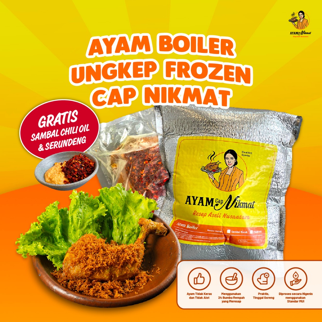 

Ayam Broiler Ungkep Frozen 1 Ekor Nikmat Berempah Gratis Sambal Chili Oil Ayam Cap Nikmat