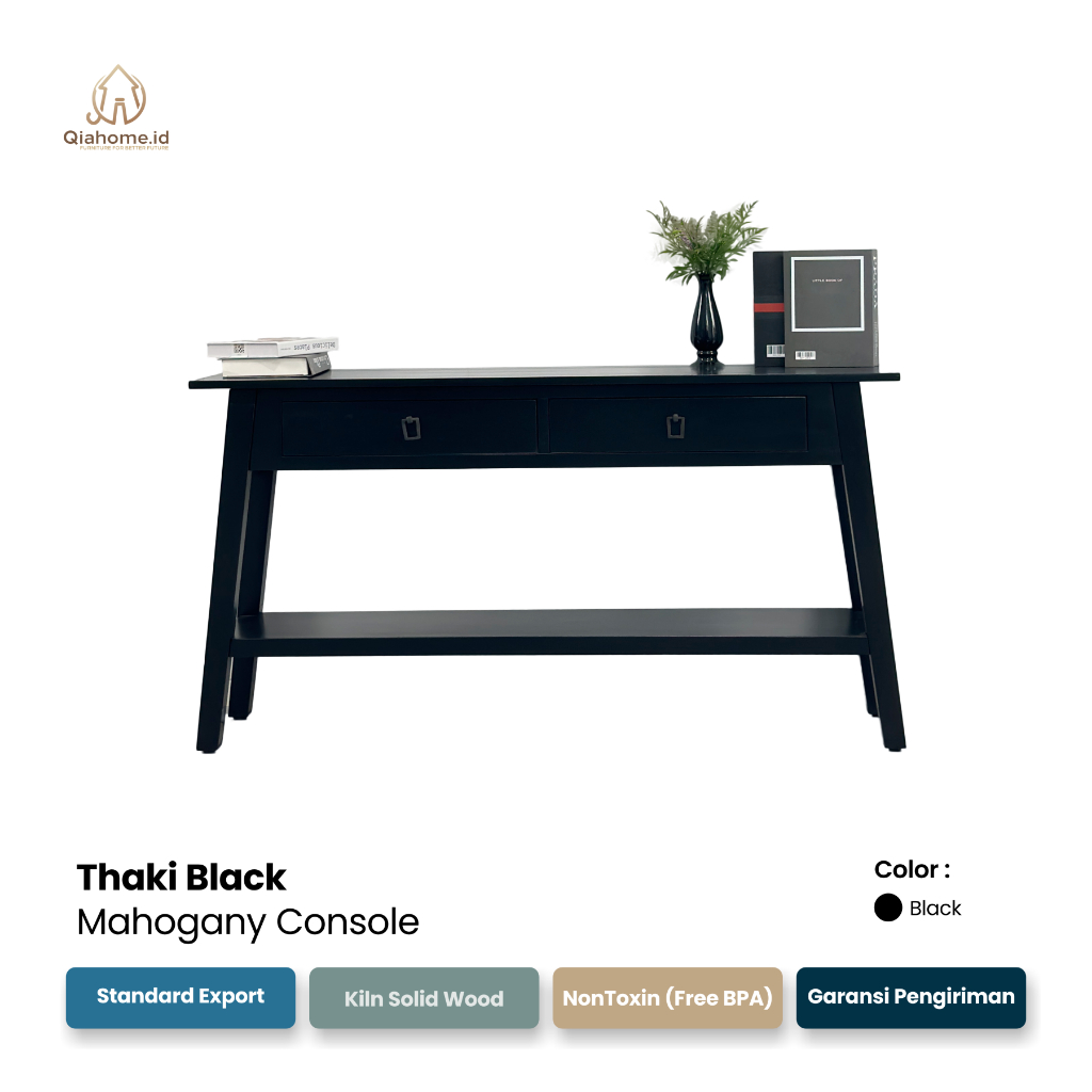 Thaki Black Console  Meja Konsul  Meja Tv  Meja Konsul Minimalis Ruang Tamu  Console Table  Meja Kon