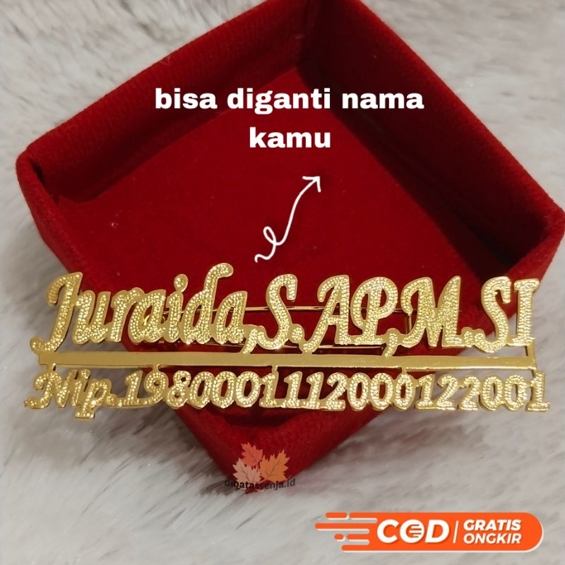BROS NAMA NIP (PAPAN NAMA/NAMETAG) LAPIS EMAS PREMIUM