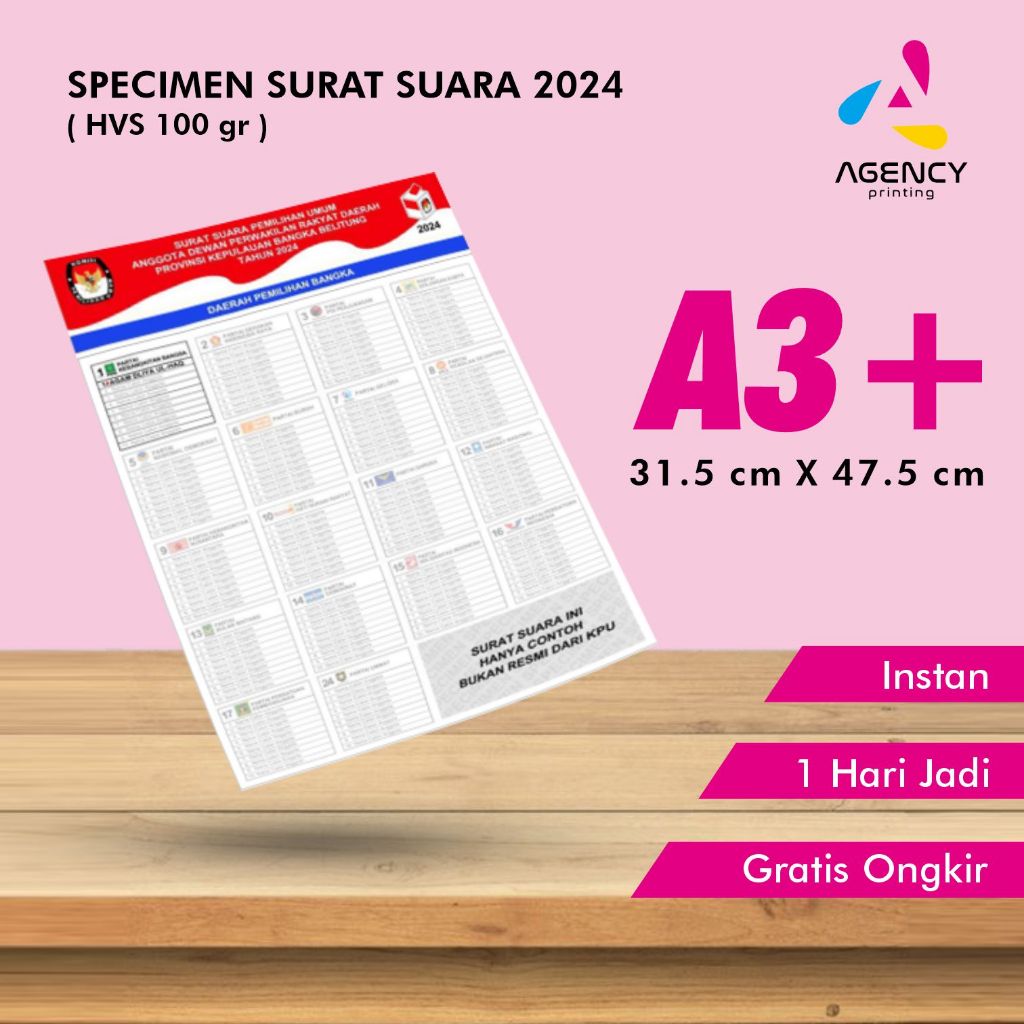 

Cetak Spesimen Specimen Surat Suara Pemilu 100 Lembar